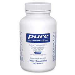 Bottle of Pure Encapsulations Glucosamine Chondroitin with MSM 120 capsules