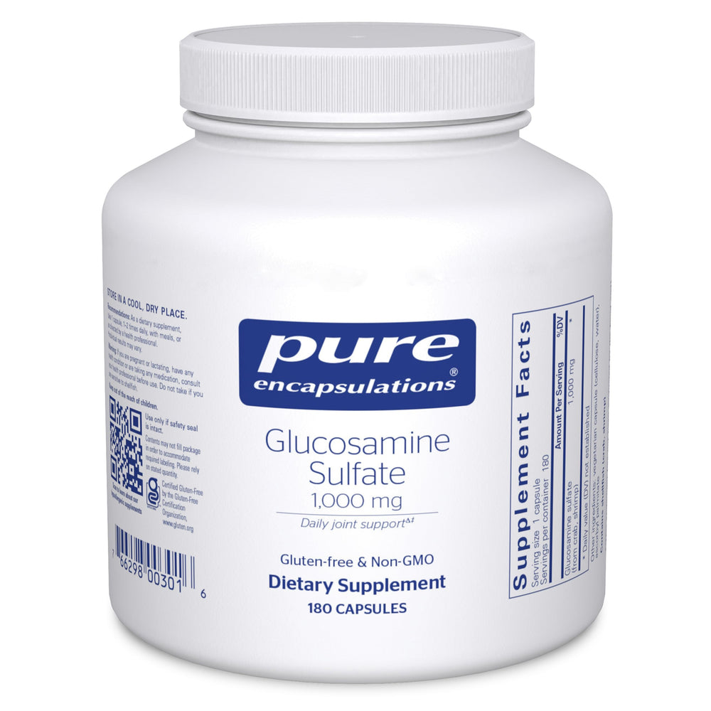 Pure Encapsulations Glucosamine Sulfate 1000 mg bottle showcasing premium joint support.
