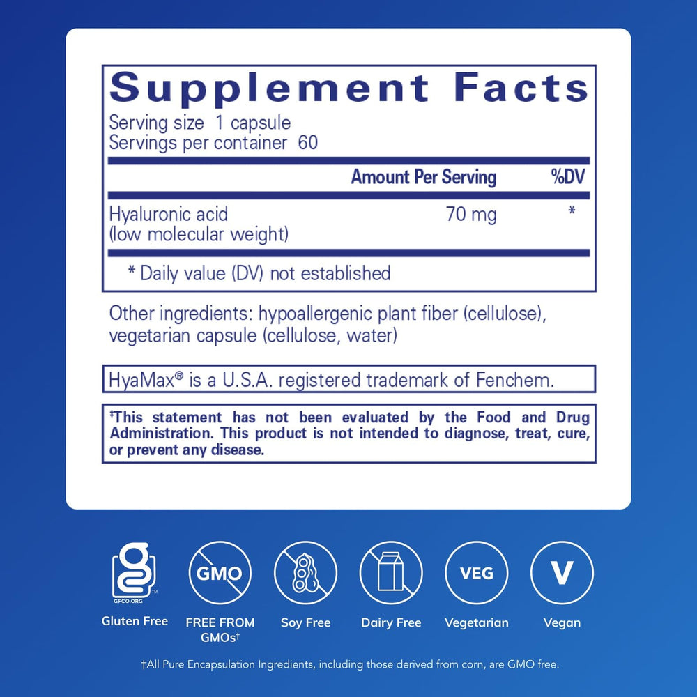Hyaluronic acid capsules for skin hydration and joint health