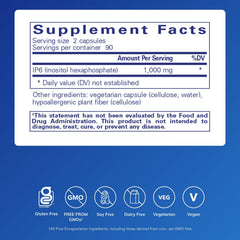 Pure Encapsulations IP6 bottle label highlighting allergen-free formula.