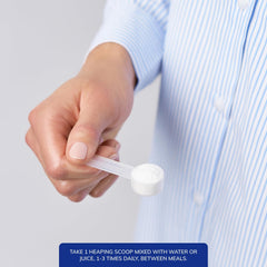 L-Glutamine powder bottle nutrition panel shown for lean muscle support.