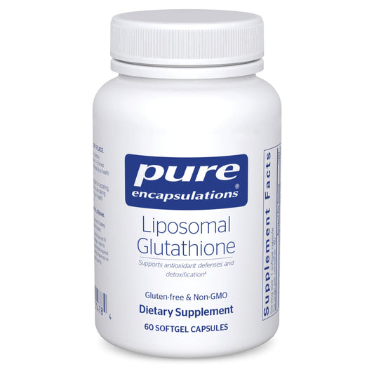 Front view of Pure Encapsulations Liposomal Glutathione bottle