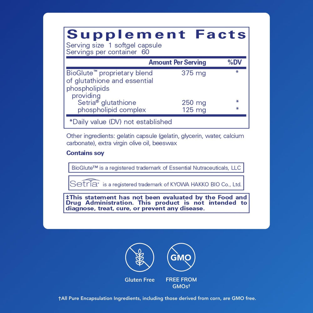 Ingredients list for Pure Encapsulations Liposomal Glutathione
