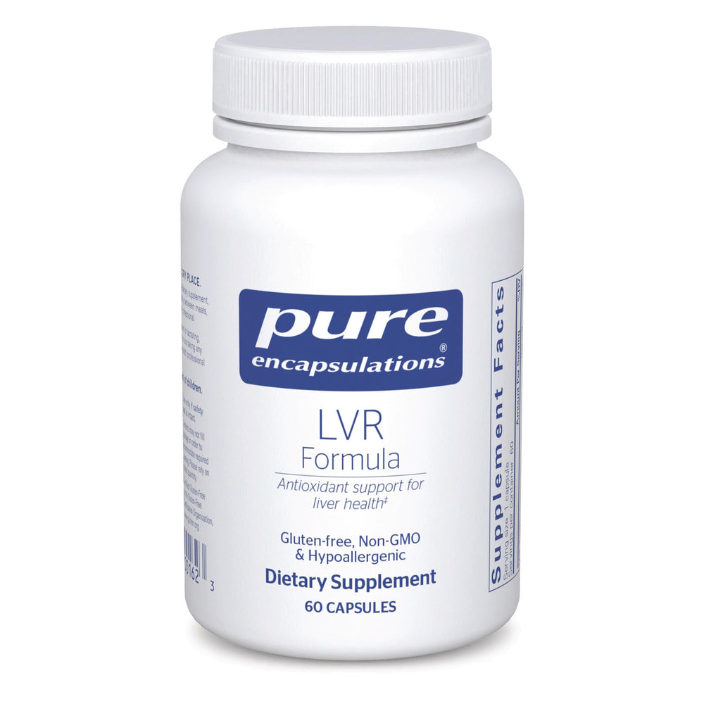Front label of Pure Encapsulations LVR Formula bottle – 60 capsules