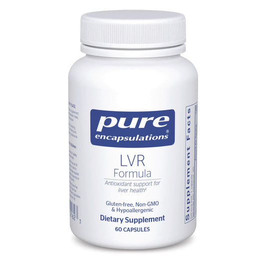 Front label of Pure Encapsulations LVR Formula bottle – 60 capsules