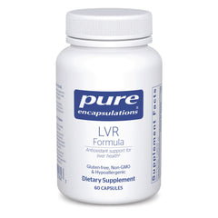 Pure Encapsulations LVR Formula bottle showcases liver support capsules for daily wellness.