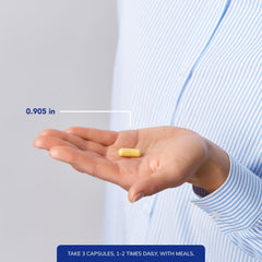 Dispensed Nutrient 950 A capsules beside bottle for easy daily intake