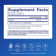 Quercetin 500 mg packaging showing label details