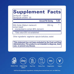 Pure Encapsulations Silymarin bottle side view illustrating convenient daily liver support