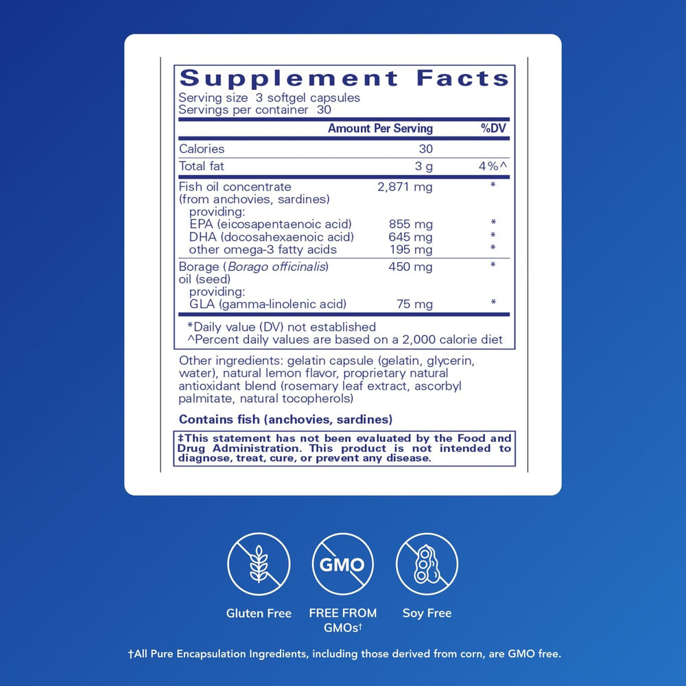 VisionPro EPA/DHA/GLA label shows per-serving amounts for informed choice.