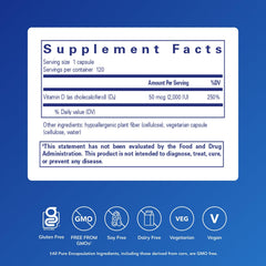 Front view of Pure Encapsulations Vitamin D3 Vegan bottle