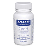 Bottle label for Pure Encapsulations Zinc 15 mg