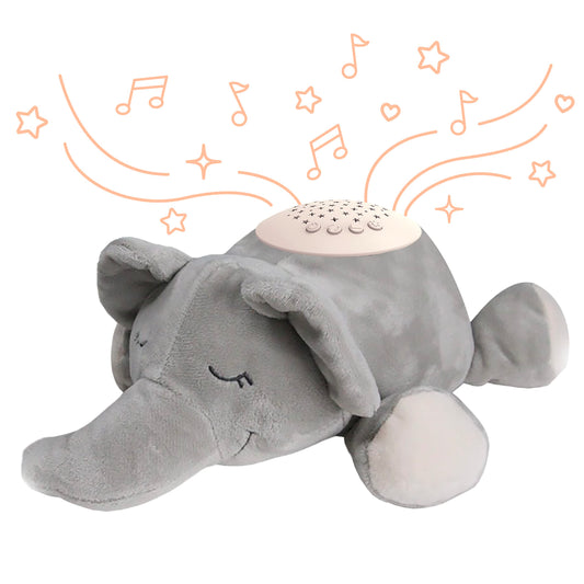 Pure Enrichment PureBaby elephant plush soother calms baby at bedtime.