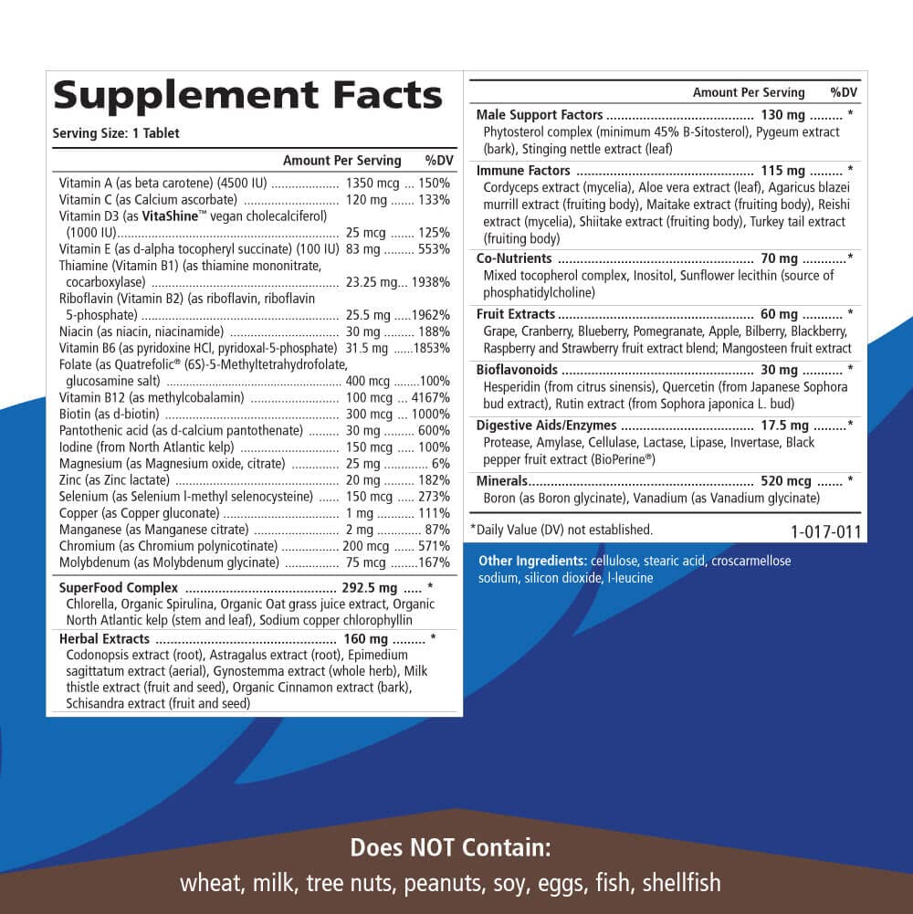 Whole foods-based multivitamin with enzymes and cofactors