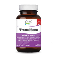 Pure Essence Labs Transitions bottle front shows natural menopause support option