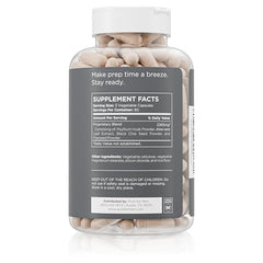 Close-up of Stay Ready Fiber capsules showing plant-based ingredients