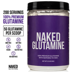 L-Glutamine powder with scoop, vegan and non-GMO