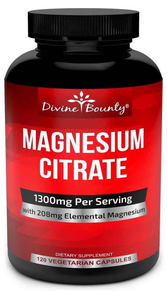 Bottle of Pure Magnesium Citrate Capsules - 1300mg per serving
