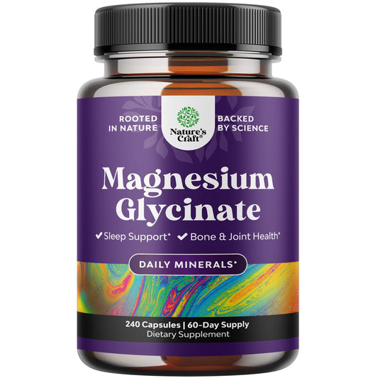 Pure Magnesium Glycinate 400mg bottle - vegan chelated magnesium 240 count