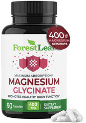 Pure Magnesium Glycinate 400mg bottle with 90 capsules