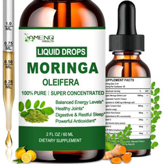 Bottle of Pure Moringa Oleifera liquid drops with turmeric and black pepper