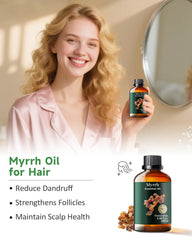 Diffuser setup with Myrrh essential oil for aromatherapy