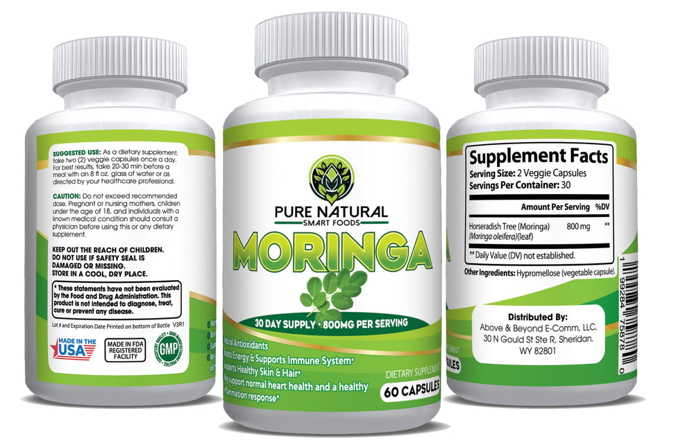 Pack shot of Pure Natural Smart Foods Moringa Capsules