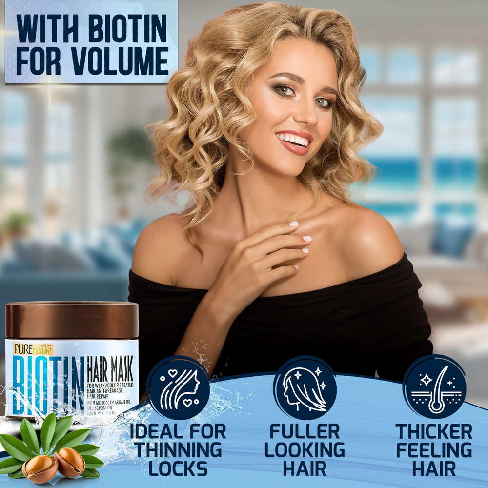 Pure Nature Lux Spa Biotin Hair Mask creamy texture softening dry, damaged hair
