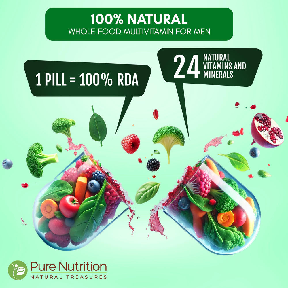 Label for Pure Nutrition Men's Multivitamin with 24 vitamins