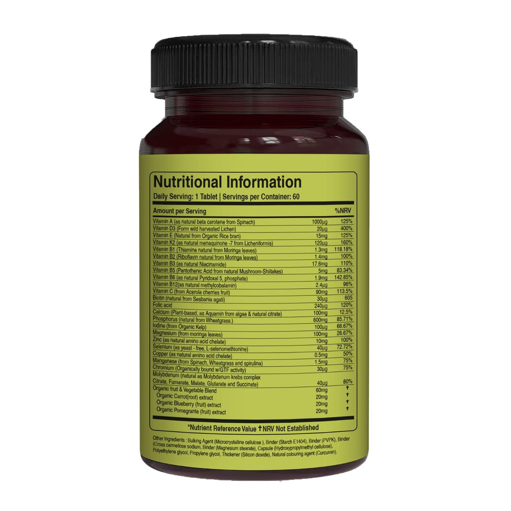 Organic fruit and vegetable blend used in the multivitamin