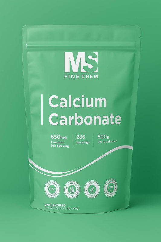 Front view of Pure Original Ingredients Calcium Carbonate 500g packaging