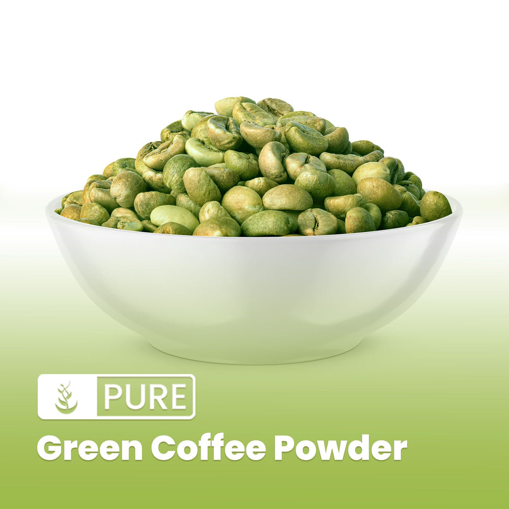 Close-up of fine green coffee bean extract powder