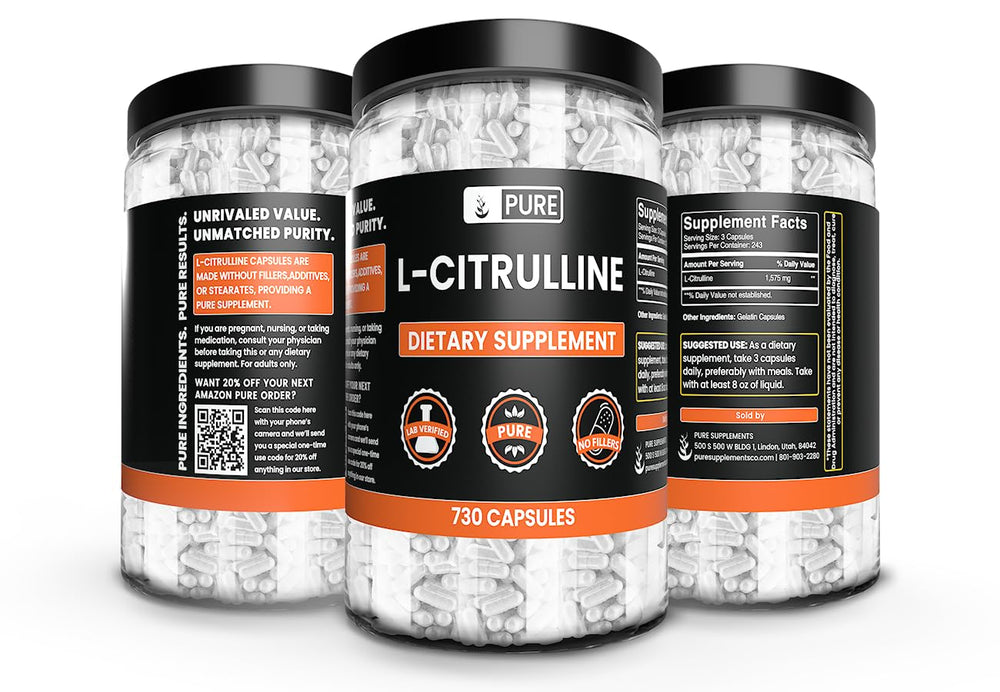 L-Citrulline capsule close-up emphasizing single-ingredient content