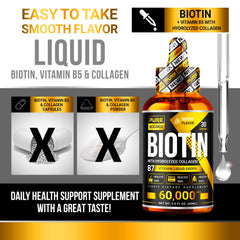 Pure Research Biotin & Collagen Drops dropper shown for precise daily dosing