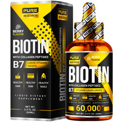 Pure Research Biotin & Collagen Drops bottle with measurements for precise dosing