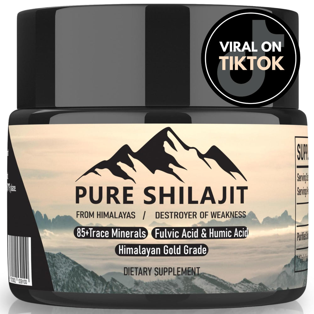 Front view of Pure Shilajit Himalayan Resin 30g jar