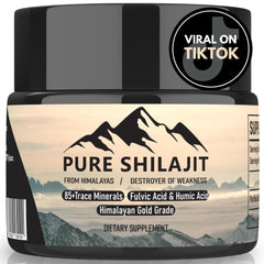 Front view of Pure Shilajit Himalayan Resin 30g jar