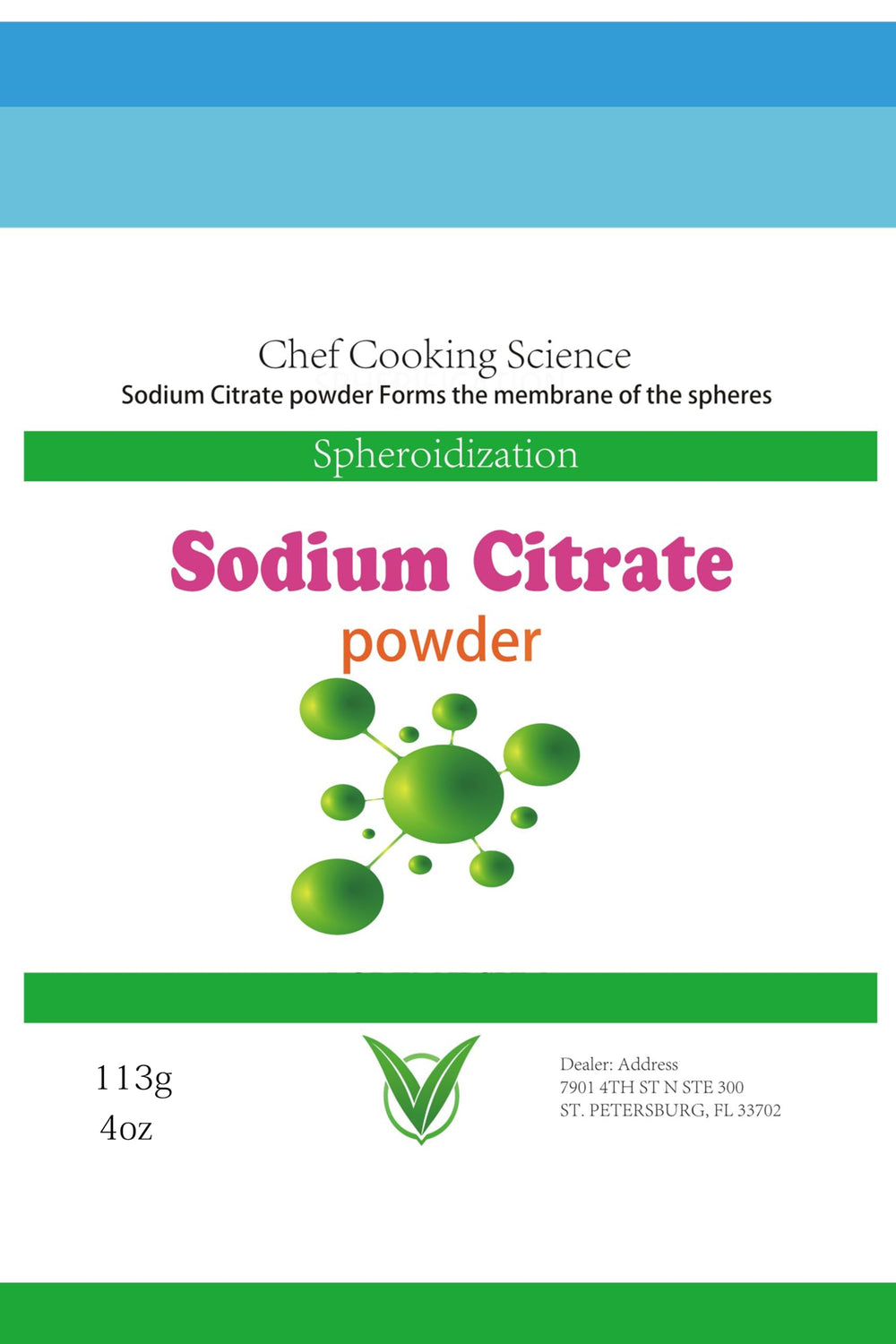 Pure Sodium Citrate powder in 113g packaging for molecular gastronomy (Non-GMO, gluten-free vegan)