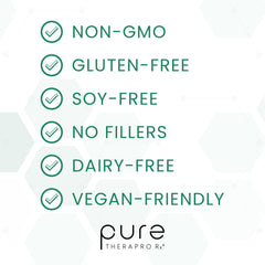 Allergen-free and purity claims on Pure TheraPro Rx Elite Enzymes label
