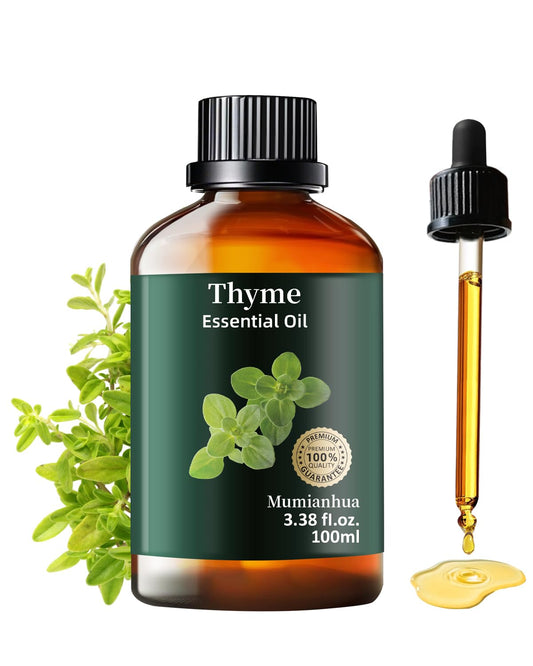 Bottle of pure thyme essential oil