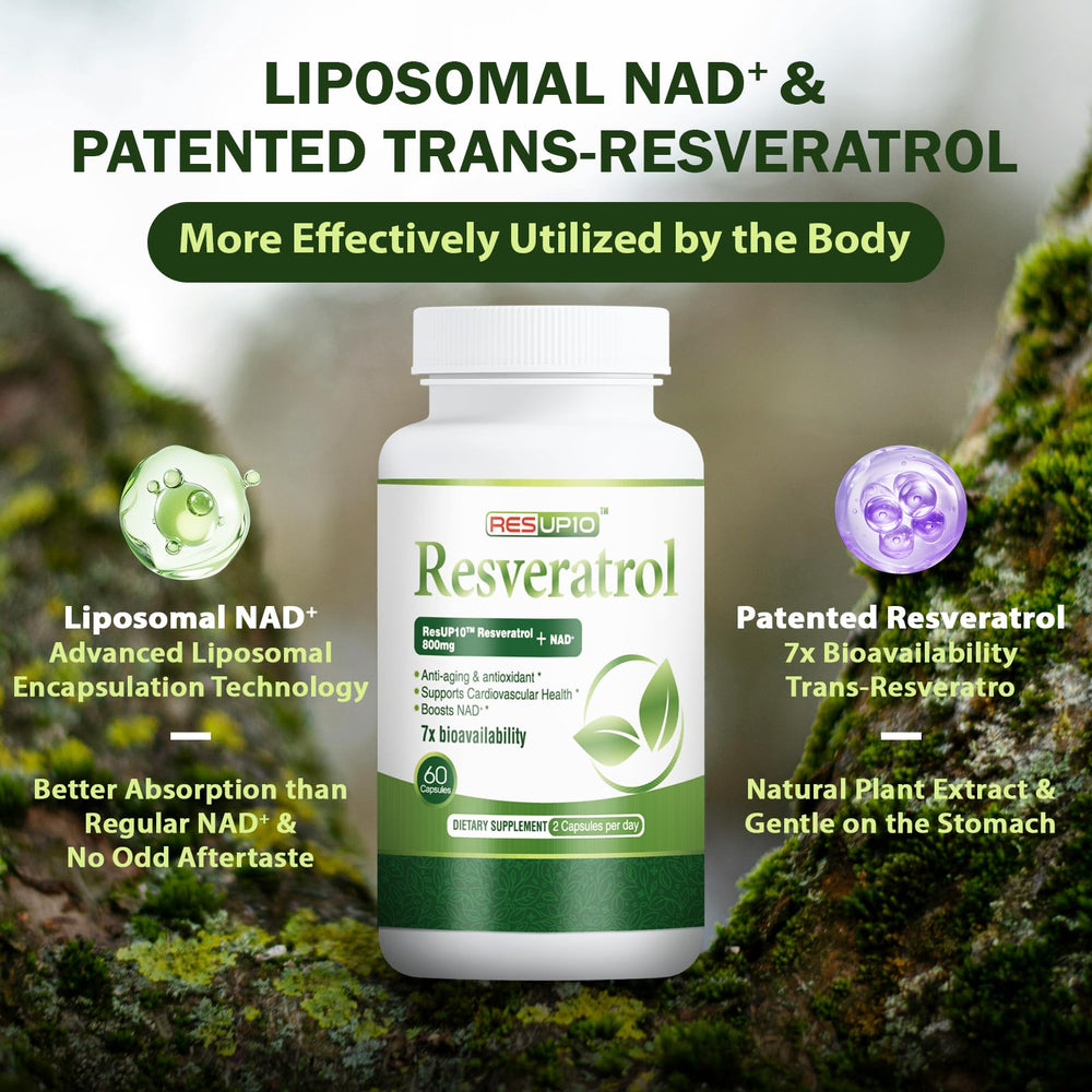 NAD+ Resveratrol 1300mg packaging label