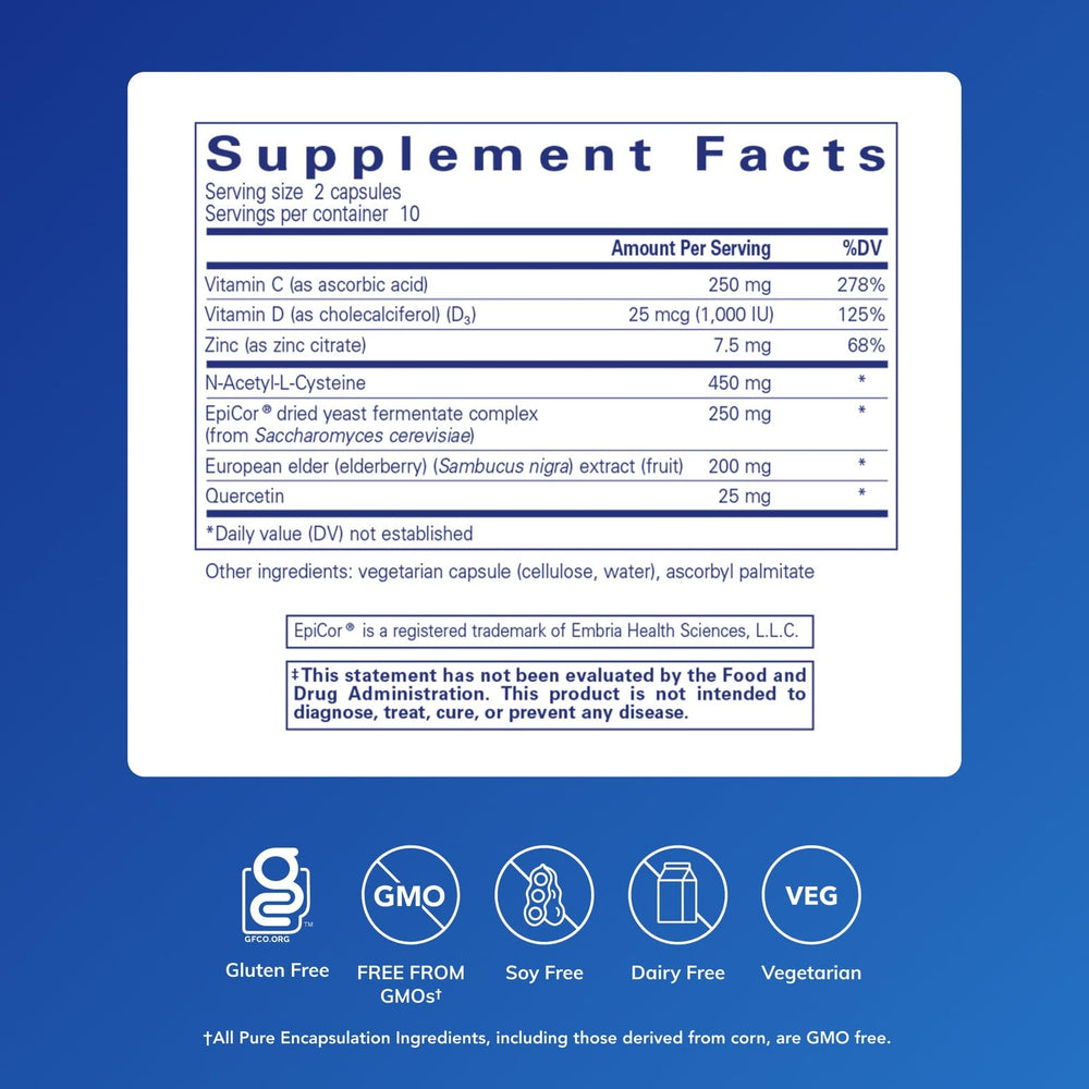 Close-up of NAC and immune support ingredients