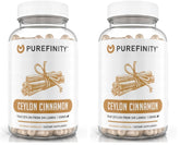 Front view of PUREFINITY Ceylon Cinnamon Capsules bottle showing 1500mg per pack