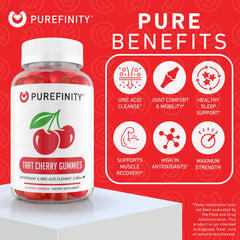 Vegan and gluten-free PUREFINITY Tart Cherry Gummies label