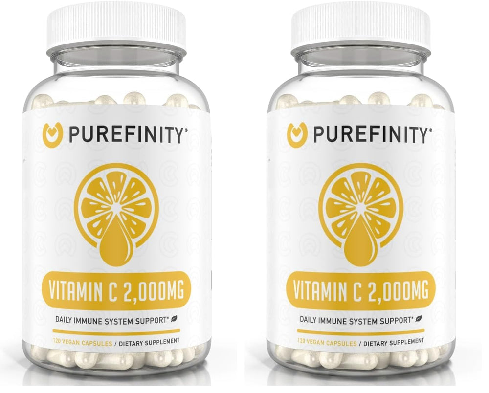 Front view of PUREFINITY Vitamin C 2000mg capsules bottle