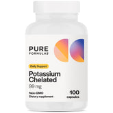 Bottle of PureFormulas Potassium 99 mg chelated capsules