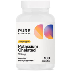 Bottle of PureFormulas Potassium 99 mg chelated capsules