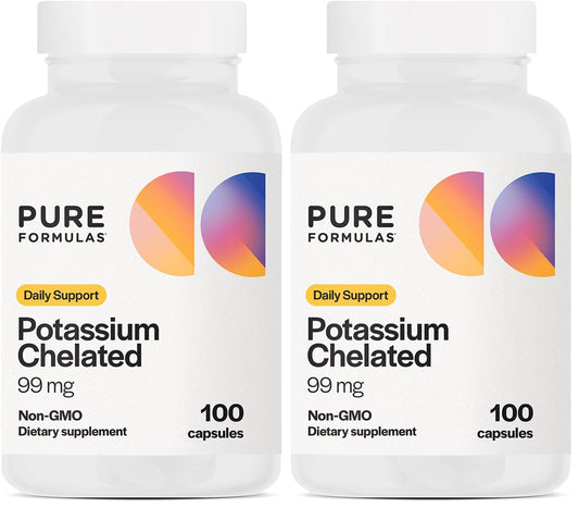 PureFormulas Potassium 99 mg chelated capsules bottle (2-pack)
