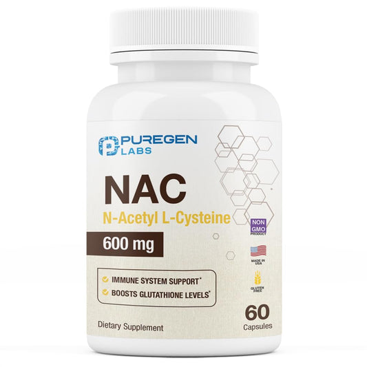 Puregen Labs NAC 600mg 60 vegetarian capsules bottle