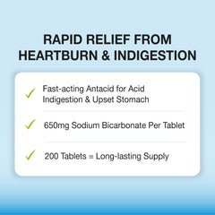 Puregen Labs Sodium Bicarbonate Tablets 650mg dissolving in water for faster relief.